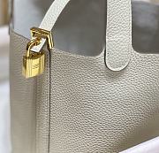 	 Hermes Picotin Lock 22 White Tote Clemence Palladium Gold - 3