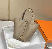 	 Hermes Picotin Lock 22 Grey Tote Clemence Palladium Gold - 1