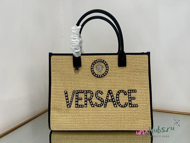 VERSACE BEIGE LA VACANZA COLLECTION SHOPPER BAG - 40x16x29cm - 1