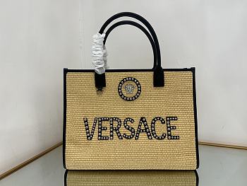 VERSACE BEIGE LA VACANZA COLLECTION SHOPPER BAG - 40x16x29cm