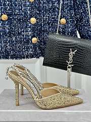 	 Jimmy Choo Saeda 100 Gold Embellished Pointed-Toe Pumps  - 1