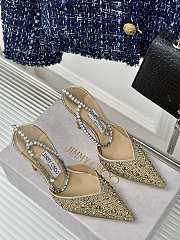 	 Jimmy Choo Saeda 100 Gold Embellished Pointed-Toe Pumps  - 2