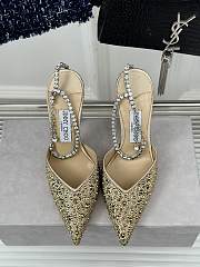 	 Jimmy Choo Saeda 100 Gold Embellished Pointed-Toe Pumps  - 3