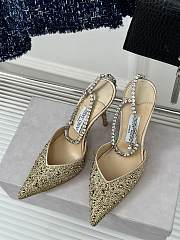 	 Jimmy Choo Saeda 100 Gold Embellished Pointed-Toe Pumps  - 4