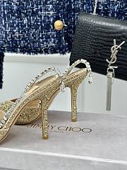 	 Jimmy Choo Saeda 100 Gold Embellished Pointed-Toe Pumps  - 5