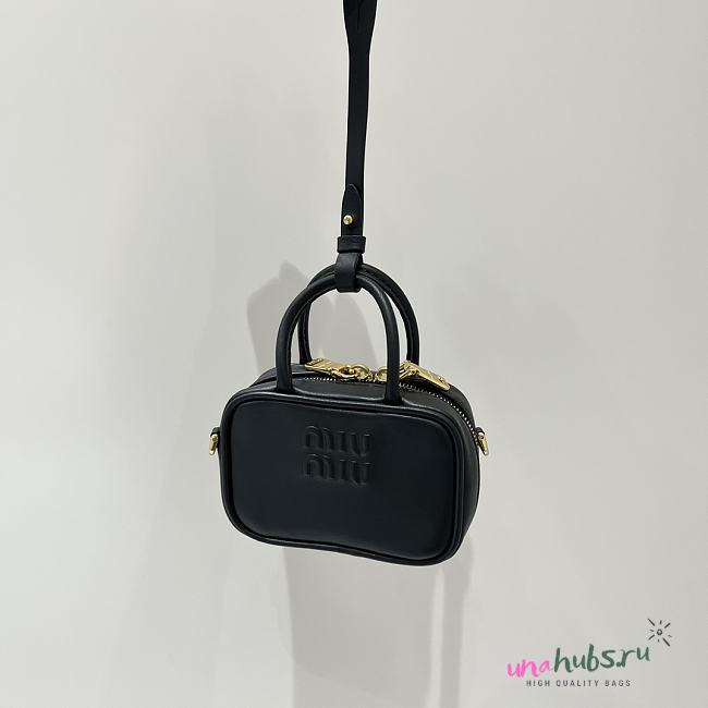 Miu Miu Mini Arcadie Leather Black Bag - 10.5x4cm - 1