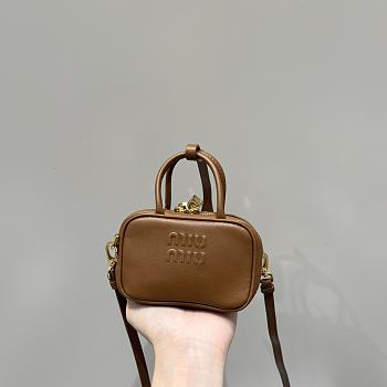 	 Miu Miu Mini Arcadie Leather Brown Bag - 10.5x4cm