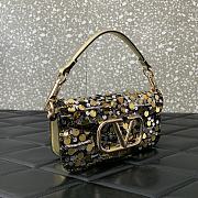 Valentino Garavani Loco Small VLOGO Sequins Yellow&Black Shoulder Bag - 19x10.5x5cm - 2