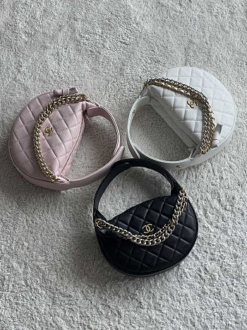 Chanel Top Handle Caviar Leather Bag - 18x17x8cm
