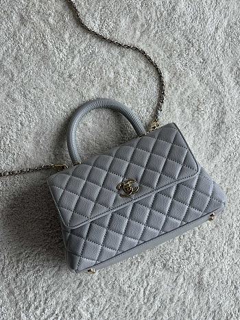 Chanel Coco Handle Grey Caviar Leather - 23cm