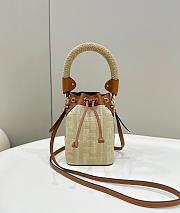 Fendi Women Mon Tresor Natural Straw Mini-bag with FF Embroidery - 12×18×10CM - 1