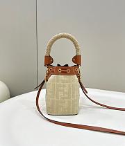 Fendi Women Mon Tresor Natural Straw Mini-bag with FF Embroidery - 12×18×10CM - 4