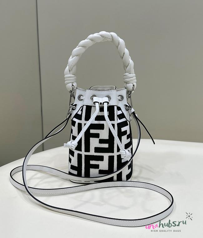 Fendi mini Mon Tresor Black and White Bucket Bag - 12×18×10CM - 1