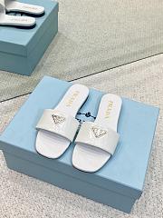 Prada Leather White Slides - 1