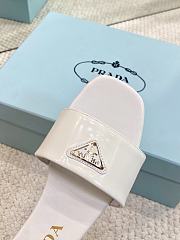 Prada Leather White Slides - 5