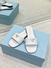 Prada Leather White Slides - 4