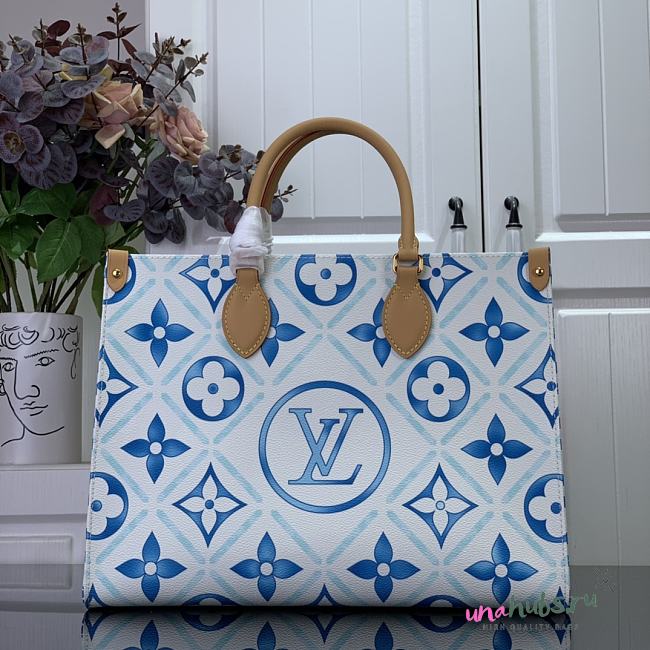 Louis Vuitton Onthego PM Tiles Canvas Coral Blue - 25x19x15cm - 1