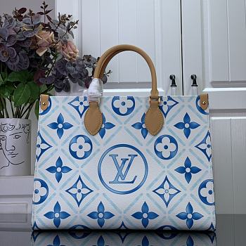 Louis Vuitton Onthego PM Tiles Canvas Coral Blue - 25x19x15cm