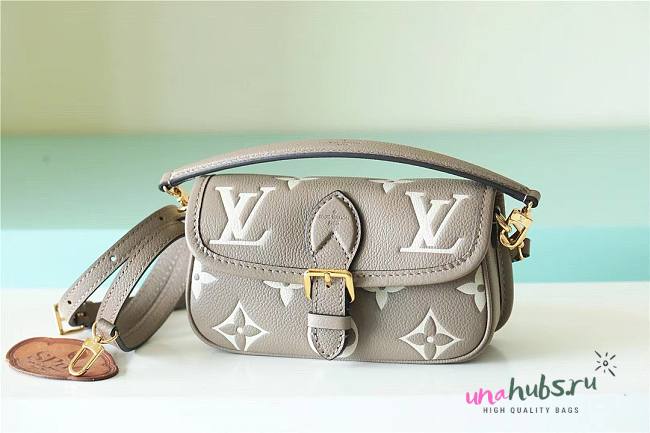 	 Louis Vuitton Nano Diane Monogram Empreinte Taupe Bag - 19x10.5x6cm - 1