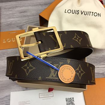 Louis Vuitton Monogram/Ebene Belt Brown and Gold Square Buckle