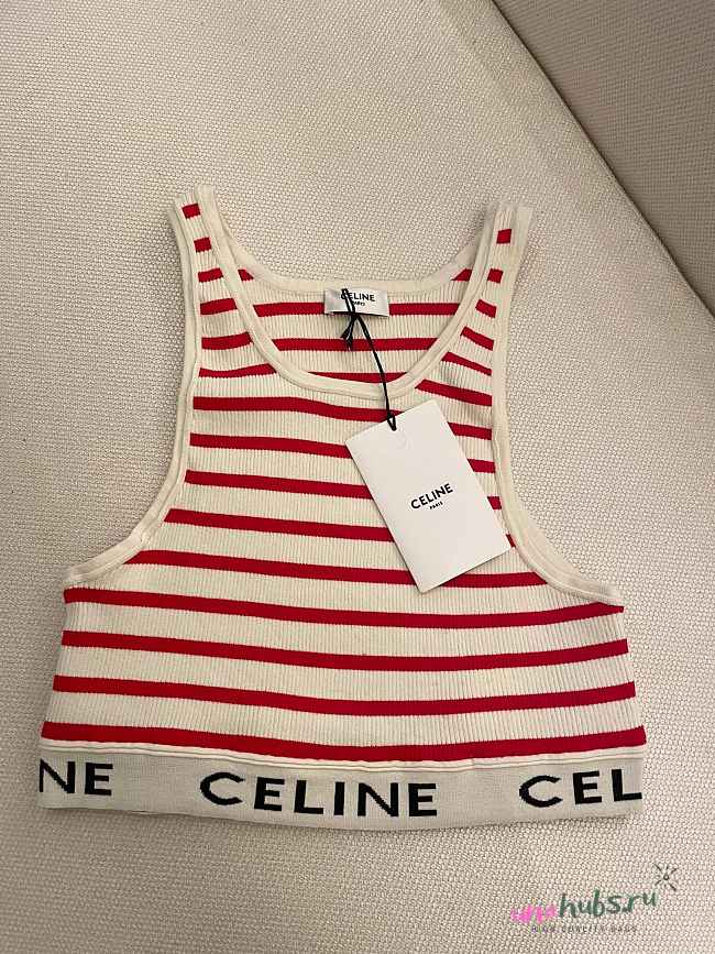 Celine Tank Top Red and Beige - 1