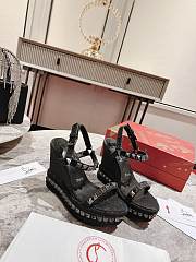 Christian Louboutin Pyraclou 110 studded leather wedge sandals black - 1