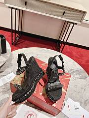 Christian Louboutin Pyraclou 110 studded leather wedge sandals black - 5