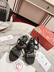 Christian Louboutin Pyraclou 110 studded leather wedge sandals black - 3