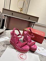 	 Christian Louboutin Pyraclou 110 studded leather wedge sandals pink - 1