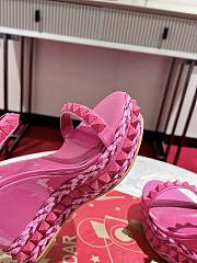 	 Christian Louboutin Pyraclou 110 studded leather wedge sandals pink - 3