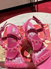 	 Christian Louboutin Pyraclou 110 studded leather wedge sandals pink - 2