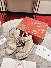 Christian Louboutin Pyraclou 110 studded leather wedge sandals silver - 1