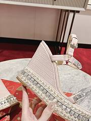 Christian Louboutin Pyraclou 110 studded leather wedge sandals silver - 6