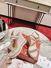 Christian Louboutin Pyraclou 110 studded leather wedge sandals silver - 4