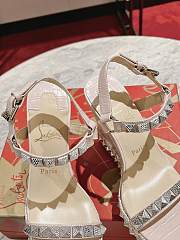 Christian Louboutin Pyraclou 110 studded leather wedge sandals silver - 3