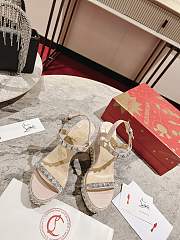 Christian Louboutin Pyraclou 110 studded leather wedge sandals silver - 2