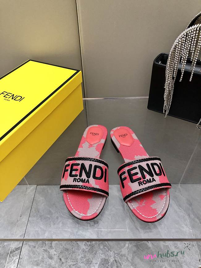 Fendi Canvas Floral Slides - 1