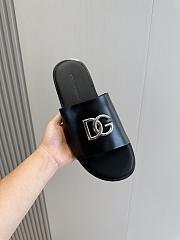 	 Dolce&Gabbana DG Logo Black Leather Men Slides - 2