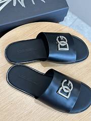 	 Dolce&Gabbana DG Logo Black Leather Men Slides - 3