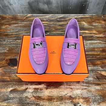 Hermes Paris purple leather flats
