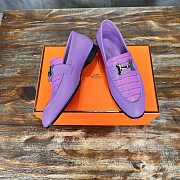 Hermes Paris purple leather flats - 6