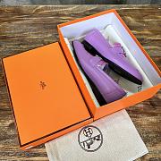 Hermes Paris purple leather flats - 5