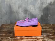 Hermes Paris purple leather flats - 4