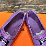 Hermes Paris purple leather flats - 3