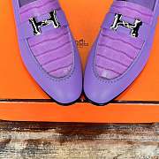 Hermes Paris purple leather flats - 2