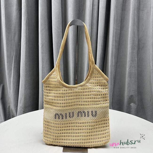 Miu Miu Natural Woven Fabric And Linen Tote - 34*40*60CM - 1