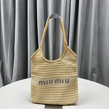 Miu Miu Natural Woven Fabric And Linen Tote - 34*40*60CM