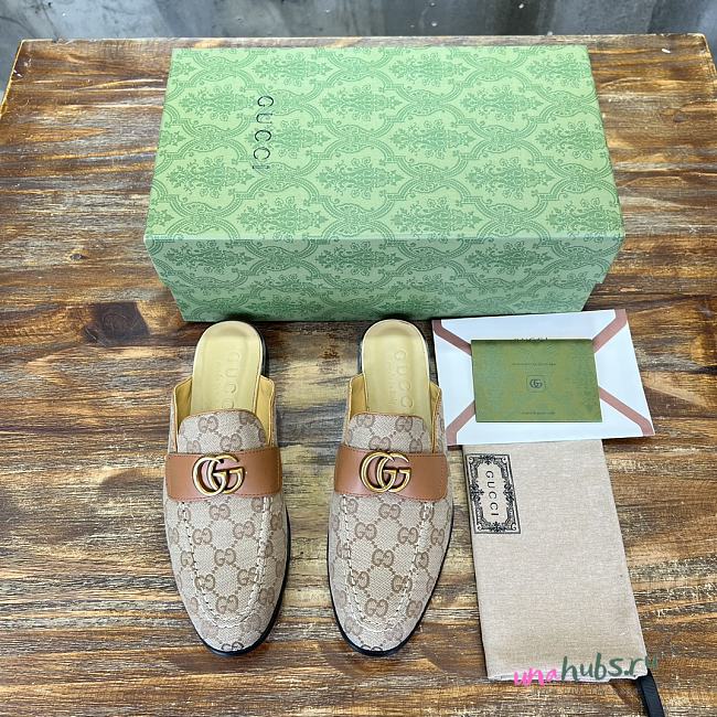 Gucci Loafer Beige GG Ebony Canvas - 1