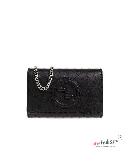 GUCCI BLONDIE BLACK CHAIN WALLET  - 1