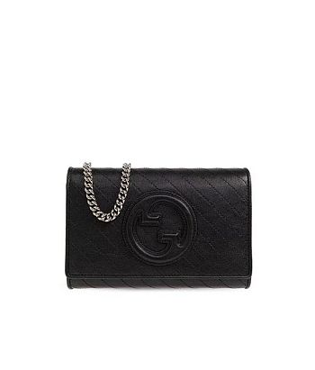 GUCCI BLONDIE BLACK CHAIN WALLET 